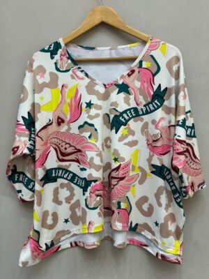 REMERA SUBLIMADA MANGA 3/4 ESCOTE V. "CABALLO ALADO"