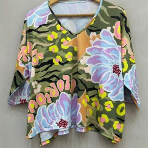 REMERA SUBLIMADA MANGA 3/4 ESCOTE V.  "FLOR LILA"