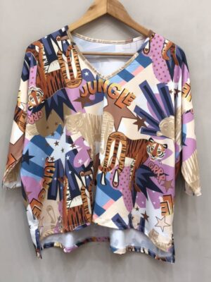 REMERA SUBLIMADA MANGA 3/4 ESCOTE V. "JUNGLE"